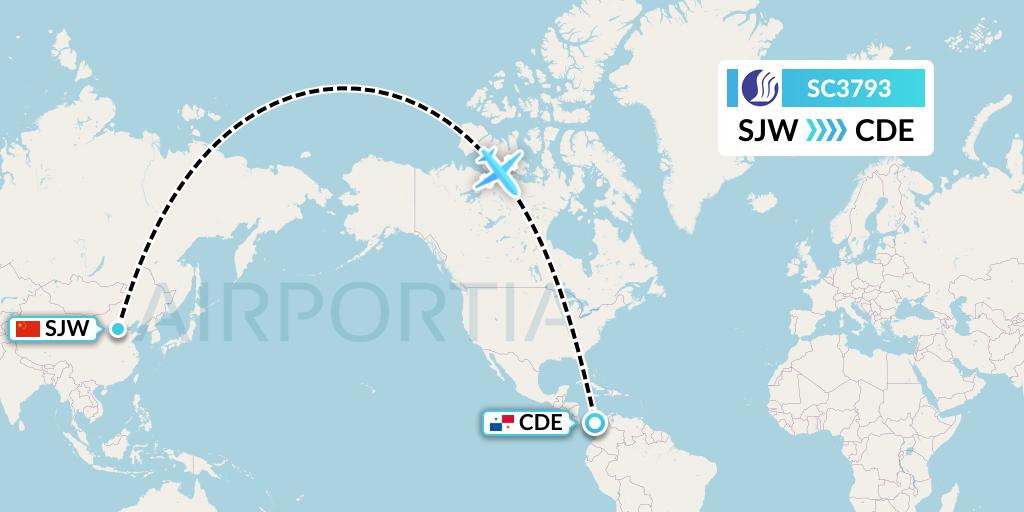 SC3793 Shandong Airlines Flight Map: Shijiazhuang to Caledonia