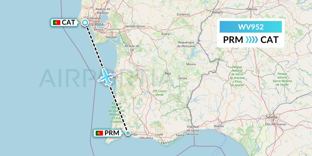 WV952 Flynamibia Flight Map: Portimao to Cascais