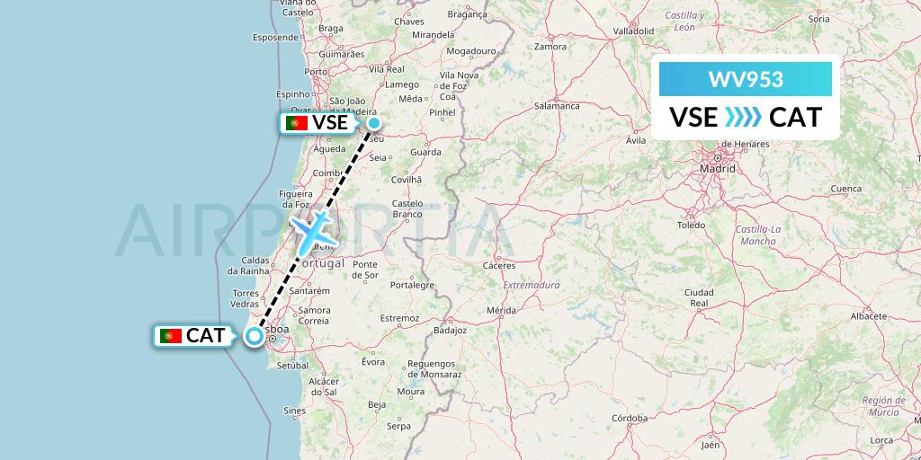 WV953 Flynamibia Flight Map: Viseu to Cascais