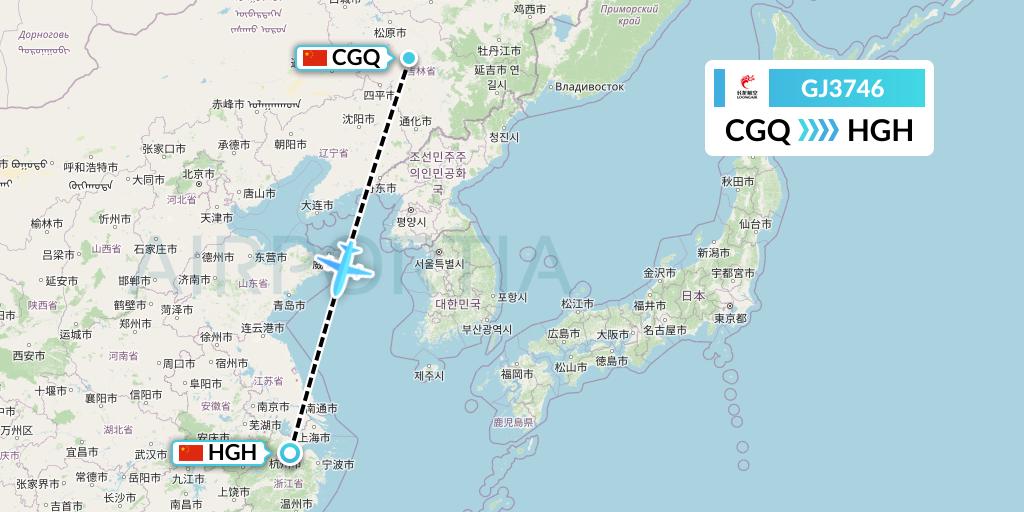 GJ3746 Loong Airlines Flight Map: Changchun to Hangzhou