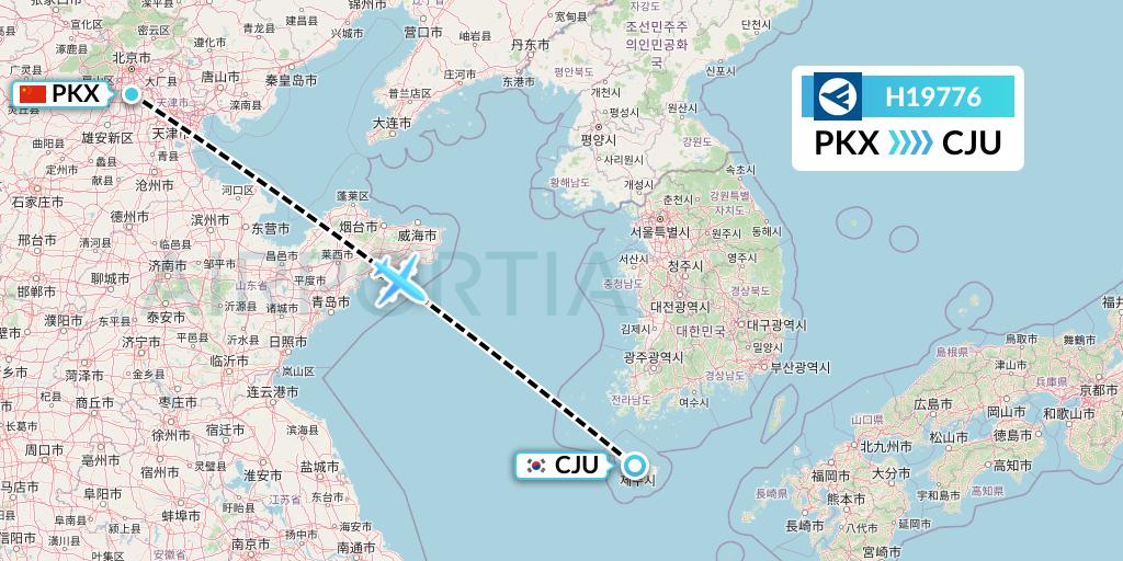 H19776 Hahn Air Systems Flight Map: Beijing to Jeju