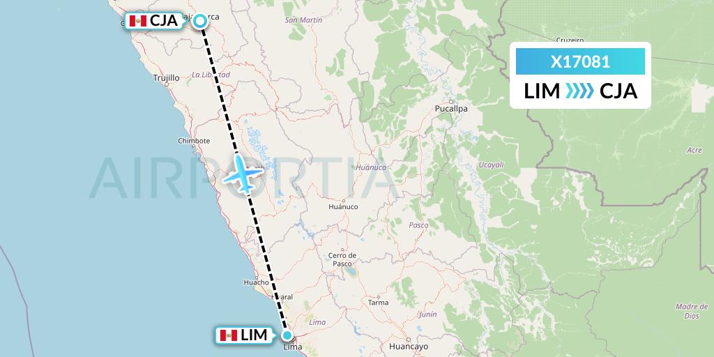 X17081 Nik Airways Flight Map: Lima to Cajamarca