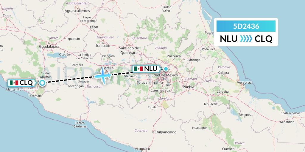 5D2436 Aeromexico Connect Flight Map: Reyes Acozac to Colima