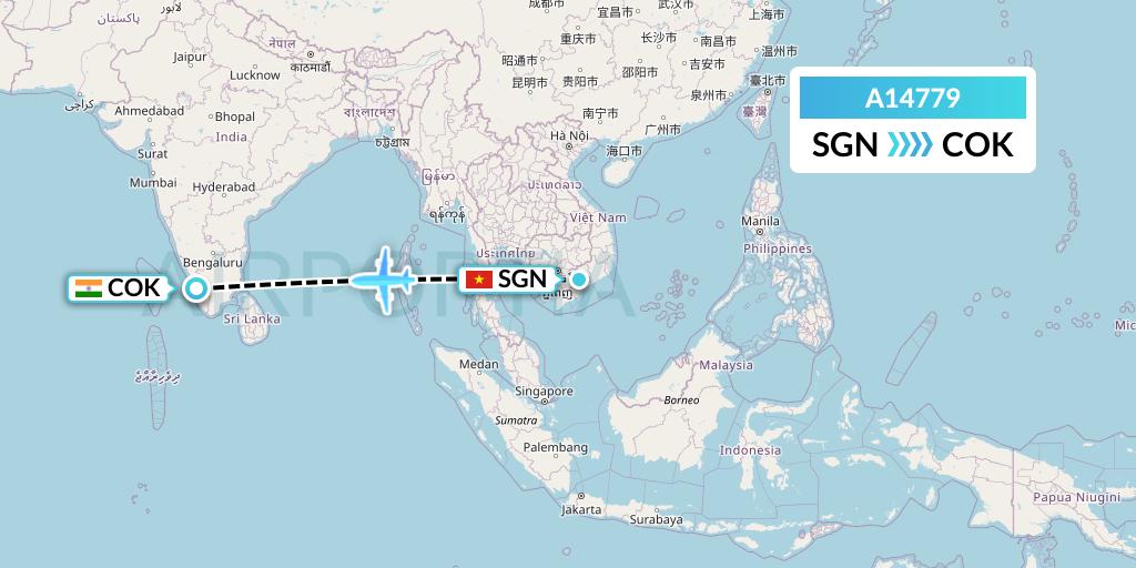 A14779 A.p.g. Distribution Systems Flight Map: Ho Chi Minh City to Cochin