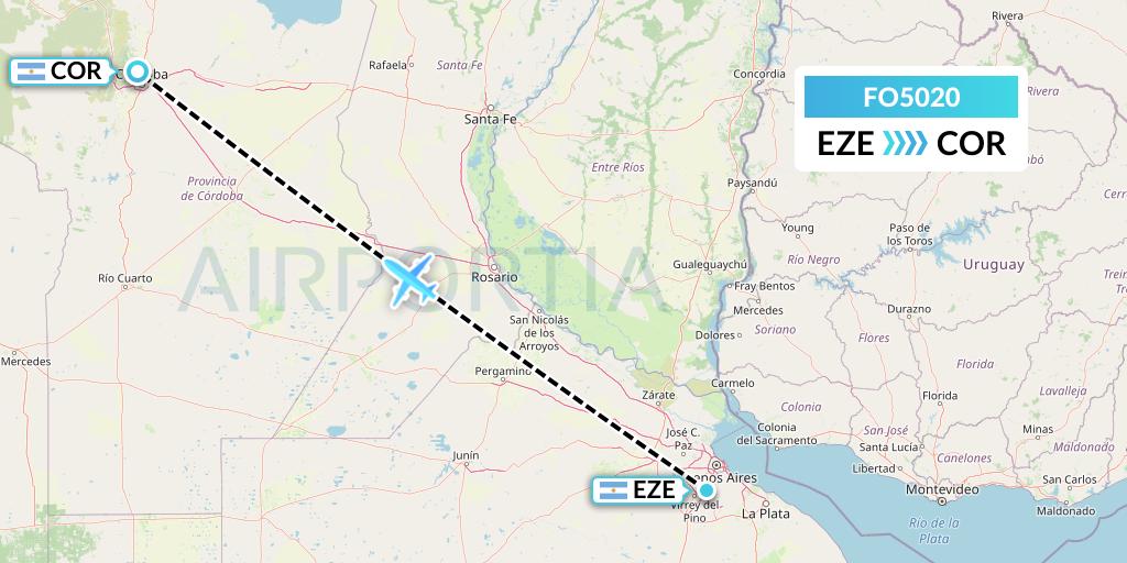 FO5020 Aero Flightops Uk Limited Flight Map: Buenos Aires to Cordoba