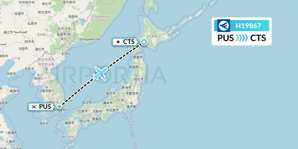 H19867 Hahn Air Systems Flight Map: Busan to Sapporo