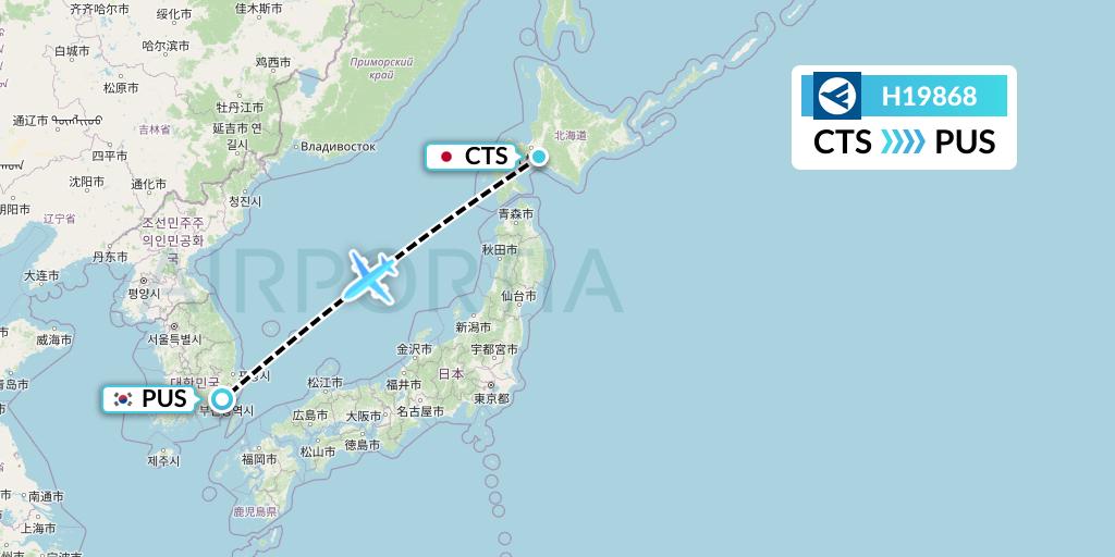 H19868 Hahn Air Systems Flight Map: Sapporo to Busan