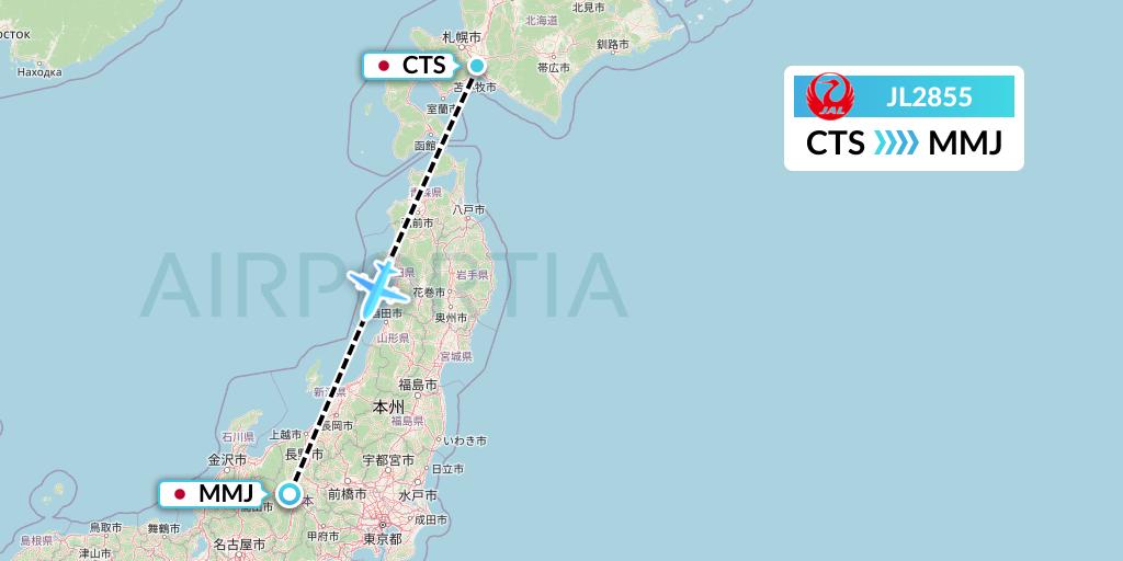 JL2855 Japan Airlines Flight Map: Sapporo to Matsumoto