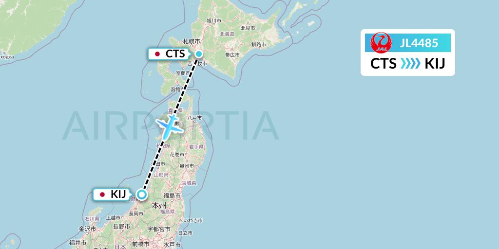 JL4485 Japan Airlines Flight Map: Sapporo to Niigata