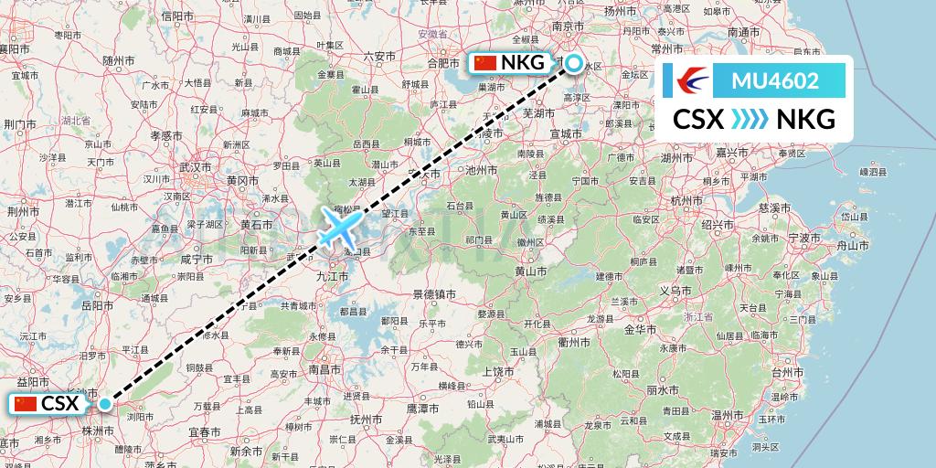 MU4602 China Eastern Airlines Flight Map: Changsha to Nanjing