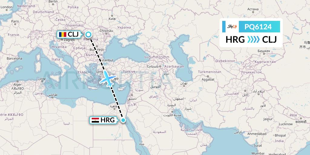 PQ6124 SkyUp Airlines Flight Map: Hurghada to Cluj-Napoca