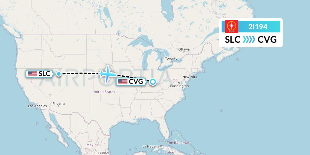 2I194 Star Peru Flight Map: Salt Lake City to Cincinnati
