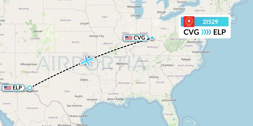 2I529 Star Peru Flight Map: Cincinnati to El Paso