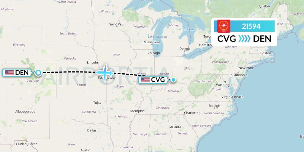 2I594 Star Peru Flight Map: Cincinnati to Denver