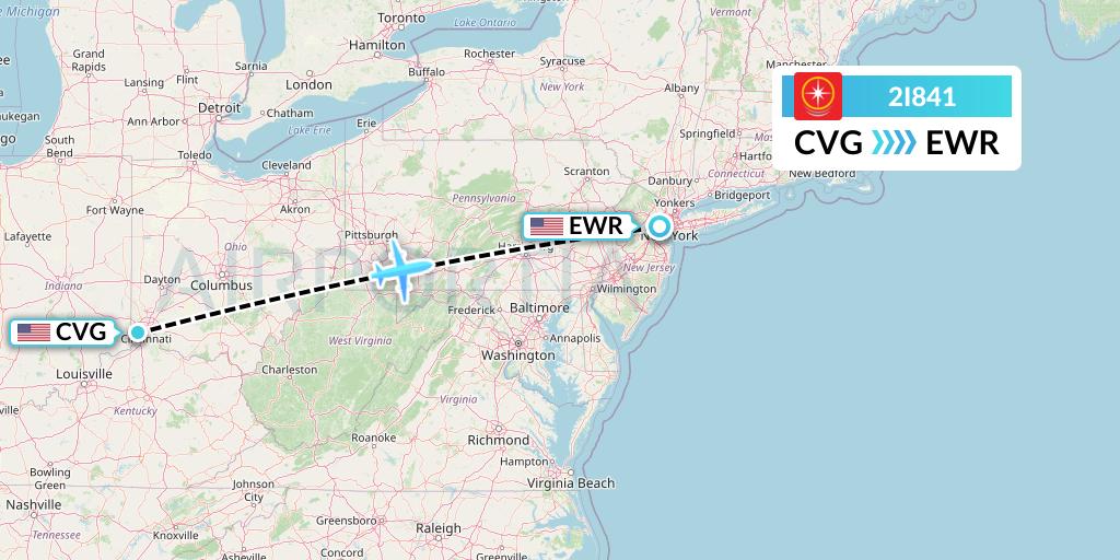 2I841 Star Peru Flight Map: Cincinnati to New York
