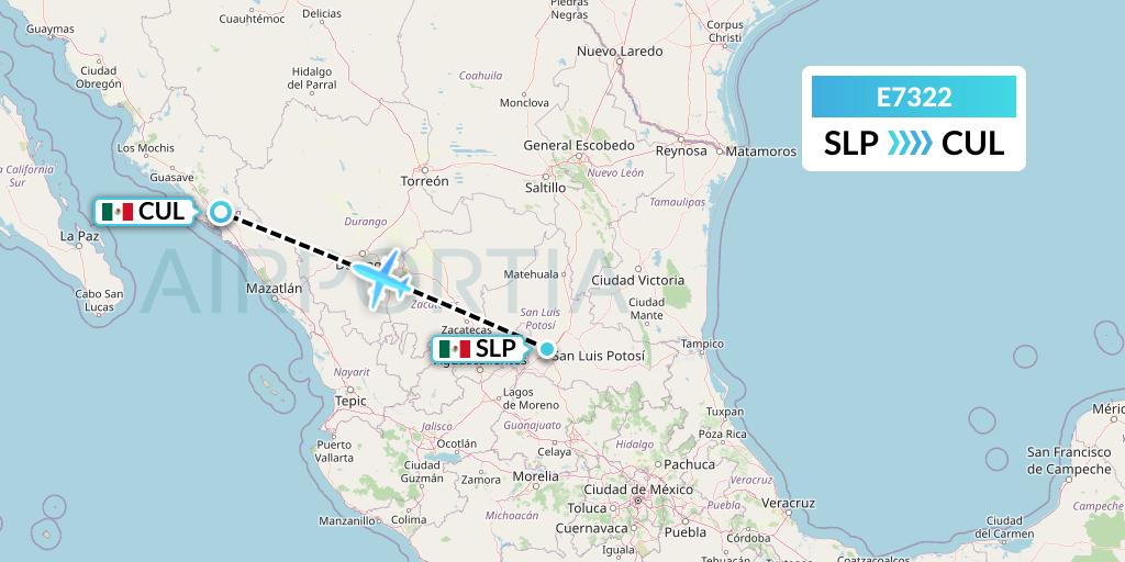 E7322 Equaflight Service Flight Map: San Luis Potosi to Culiacan