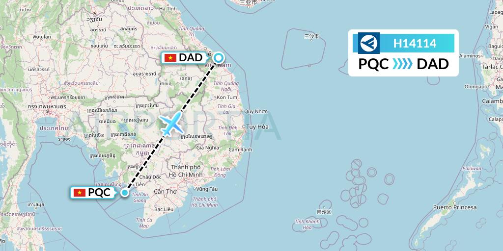H14114 Hahn Air Systems Flight Map: Phu Quoc to Da Nang