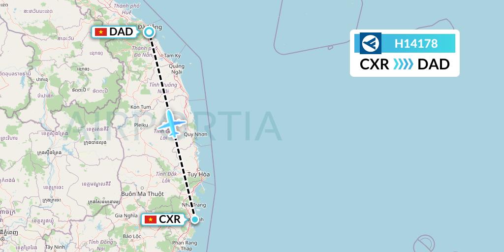H14178 Hahn Air Systems Flight Map: Nha Trang to Da Nang