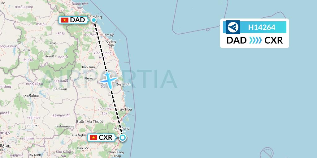 H14264 Hahn Air Systems Flight Map: Da Nang to Nha Trang