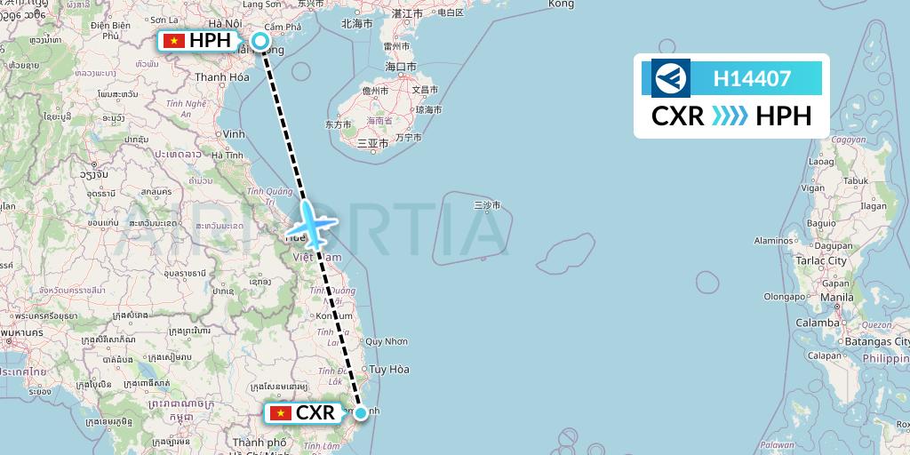 H14407 Hahn Air Systems Flight Map: Nha Trang to Haiphong