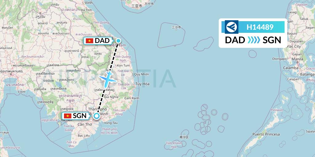 H14489 Hahn Air Systems Flight Map: Da Nang to Ho Chi Minh City