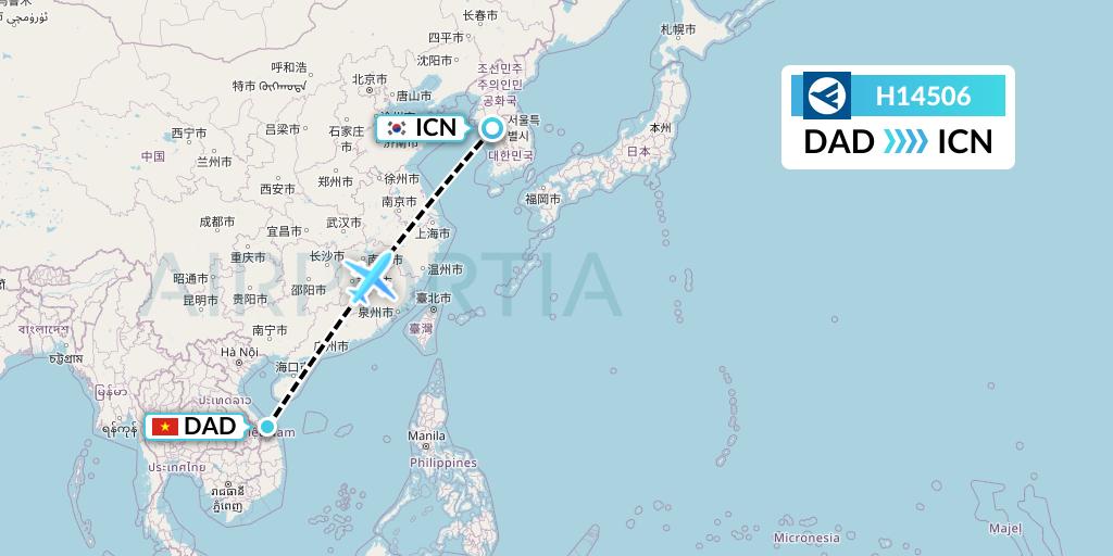 H14506 Hahn Air Systems Flight Map: Da Nang to Seoul