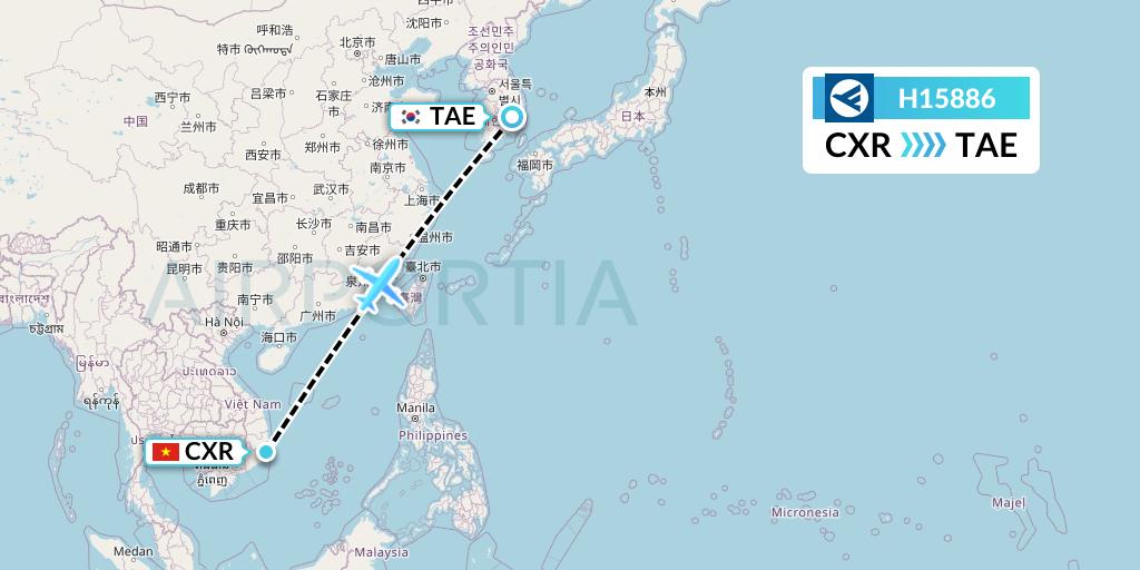 H15886 Hahn Air Systems Flight Map: Nha Trang to Daegu