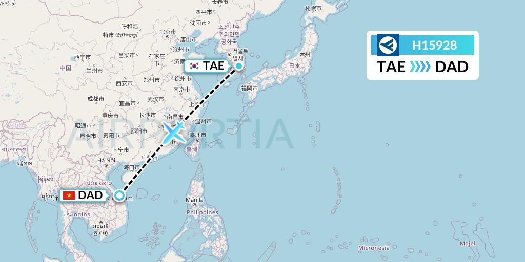 H15928 Hahn Air Systems Flight Map: Daegu to Da Nang