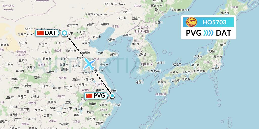 HO5703 Juneyao Airlines Flight Map: Shanghai to Datong