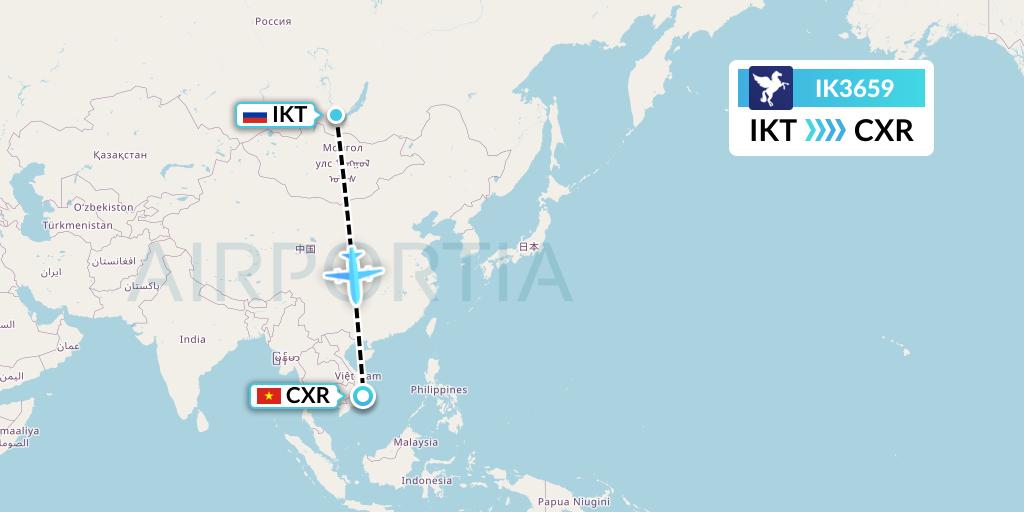 IK3659 Air Kiribati Flight Map: Irkutsk to Nha Trang