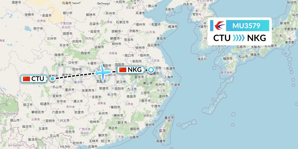 MU3579 China Eastern Airlines Flight Map: Chengdu to Nanjing