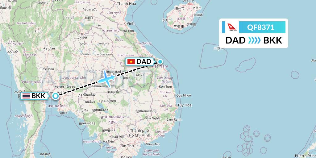QF8371 Qantas Flight Map: Da Nang to Bangkok