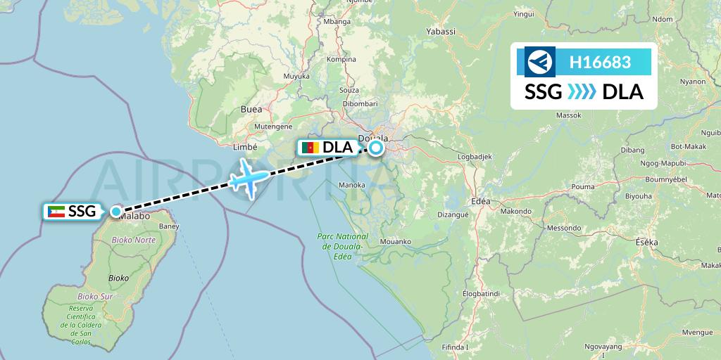 H16683 Hahn Air Systems Flight Map: Malabo to Douala