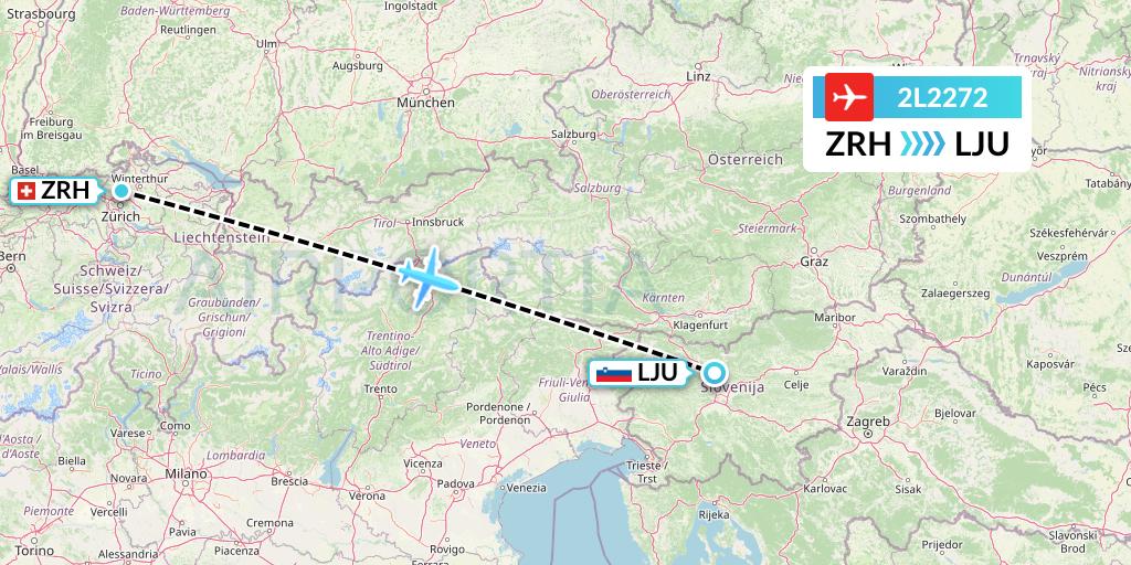 2L2272 Helvetic Airways Flight Map: Zurich to Ljubljana