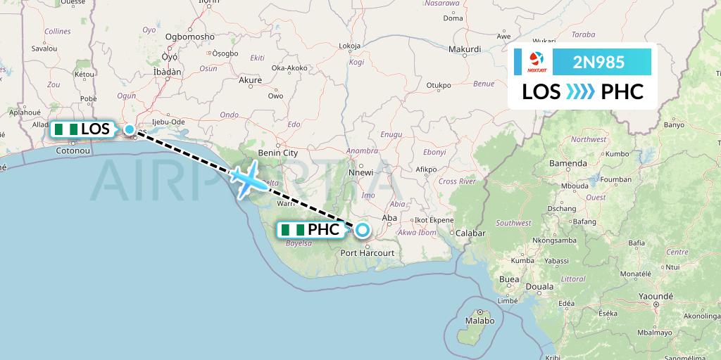 2N985 NextJet Flight Map: Lagos to Port Harcourt