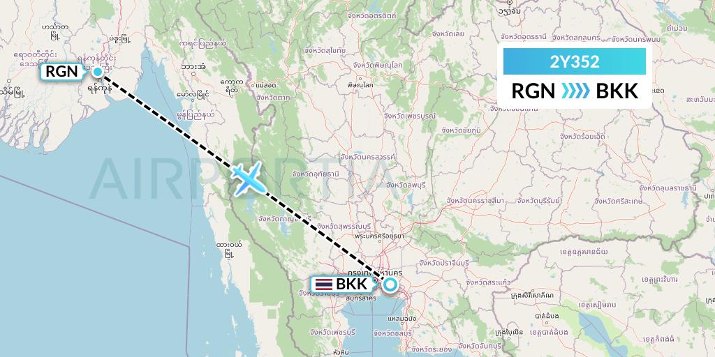 2Y352 PT. My Indo Airlines Flight Map: Yangon to Bangkok