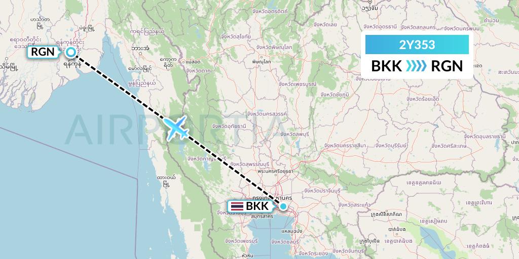 2Y353 PT. My Indo Airlines Flight Map: Bangkok to Yangon