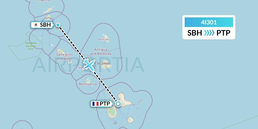 4I301 Izair Flight Map: St. Jean to Pointe-a-Pitre