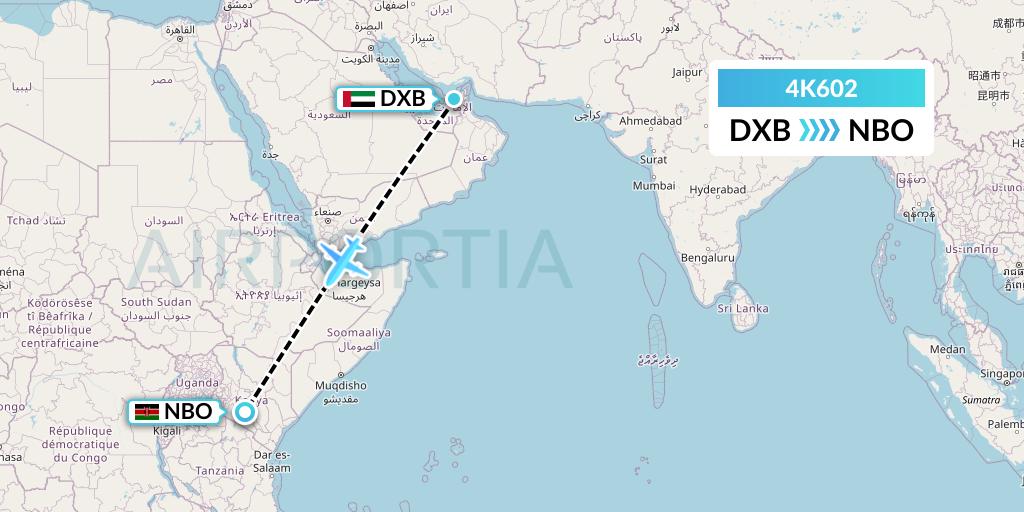4K602 Kenn Borek Air Flight Map: Dubai to Nairobi