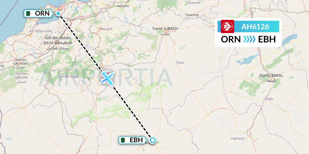 AH6126 Air Algerie Flight Map: Oran to El Bayadh