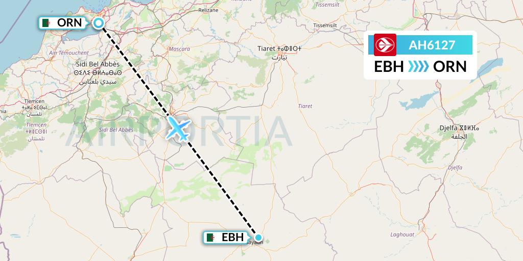 AH6127 Air Algerie Flight Map: El Bayadh to Oran