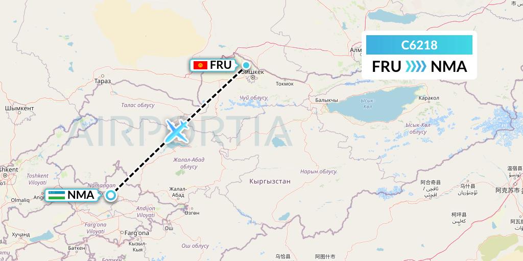 C6218 Capitol Air Express Flight Map: Bishkek to Namangan