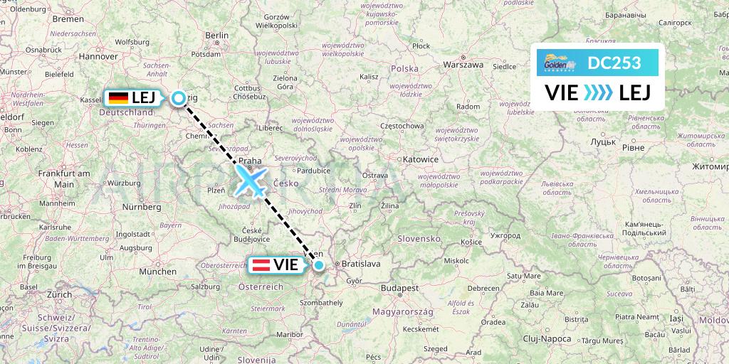 DC253 Braathens Regional Flight Map: Vienna to Leipzig