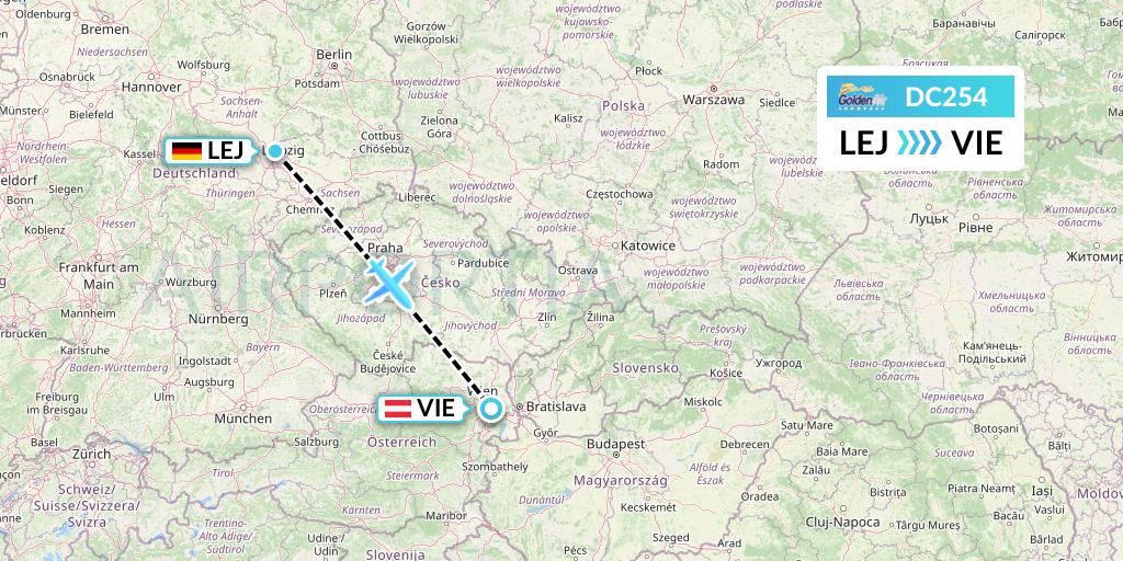 DC254 Braathens Regional Flight Map: Leipzig to Vienna