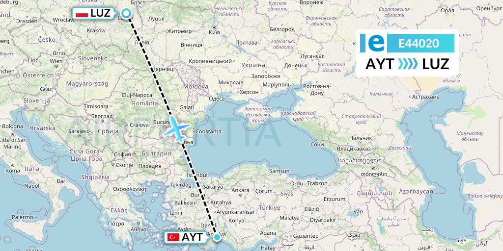 E44020 Estelar Latinoamerica C.A. Flight Map: Antalya to Lublin