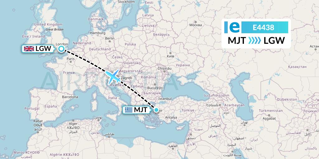 E4438 Estelar Latinoamerica C.A. Flight Map: Mytilene to London