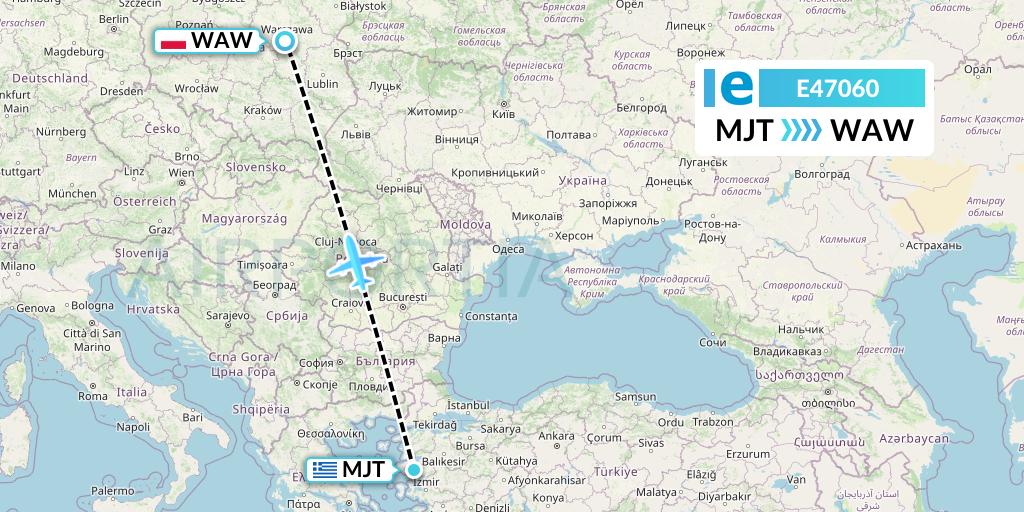 E47060 Estelar Latinoamerica C.A. Flight Map: Mytilene to Warsaw