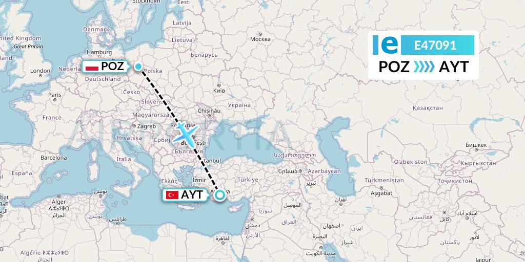 E47091 Estelar Latinoamerica C.A. Flight Map: Poznan to Antalya