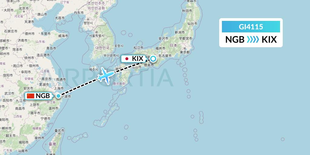 GI4115 Germania Express Flight Map: Ningbo to Osaka
