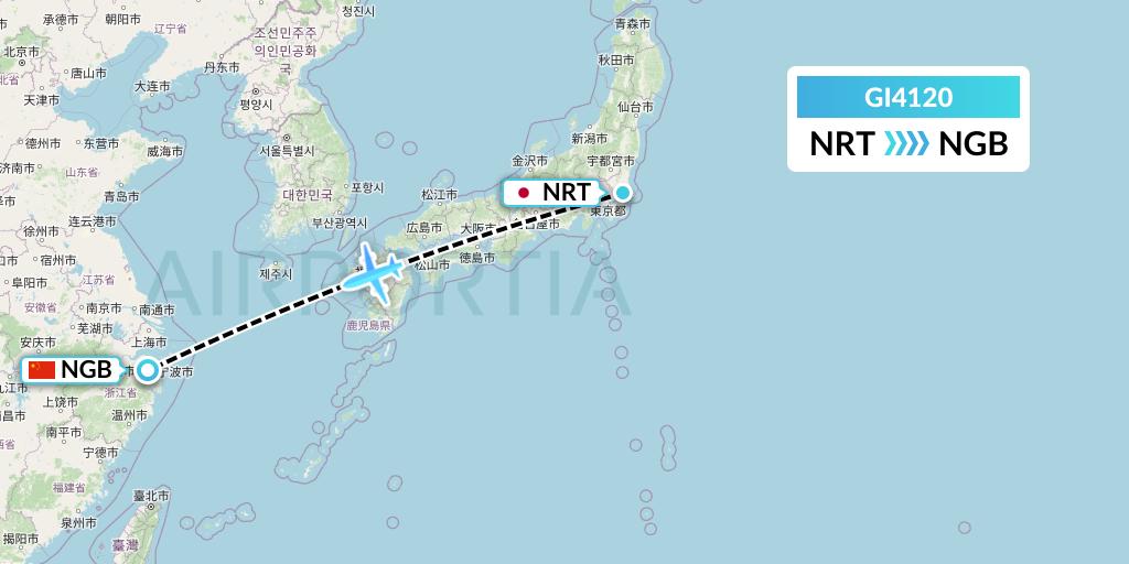 GI4120 Germania Express Flight Map: Tokyo to Ningbo